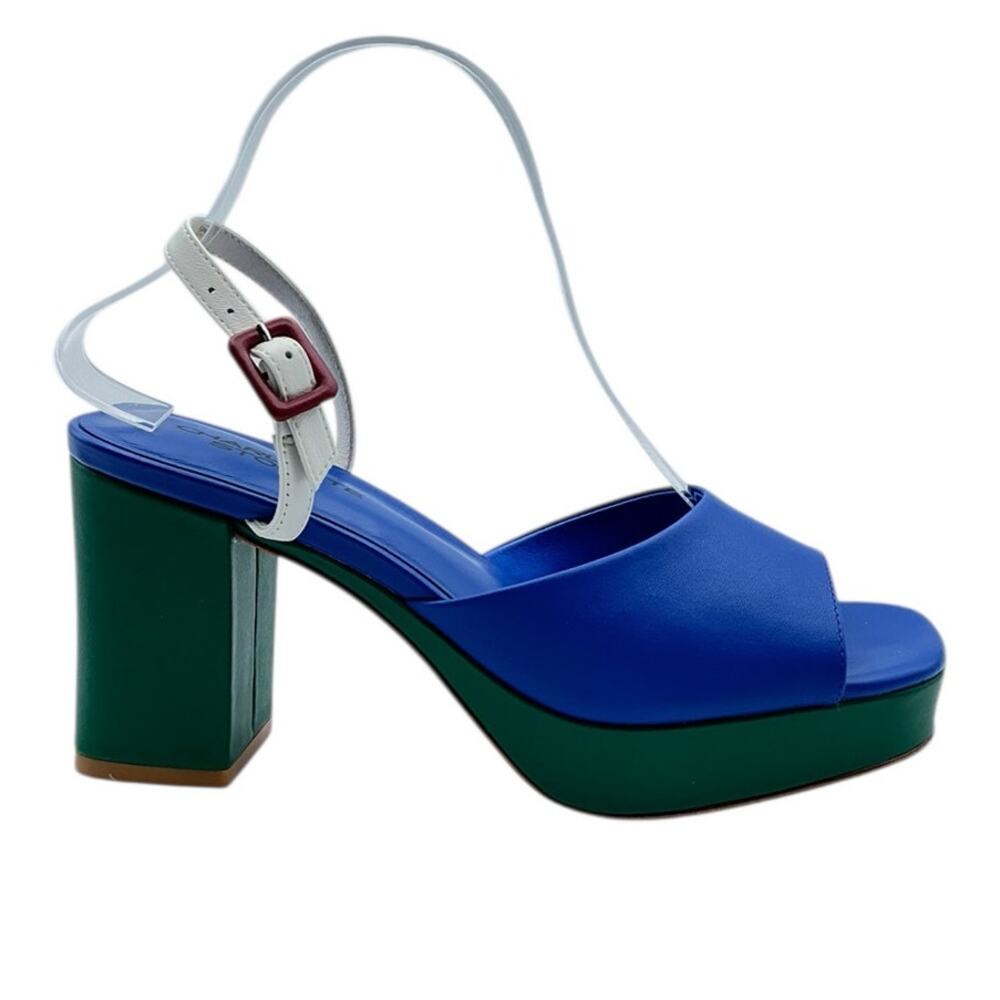 Charlotte Stone Babette Platform Mule Heel Colorblock Royal Multi Size 9 - Picture 2 of 10